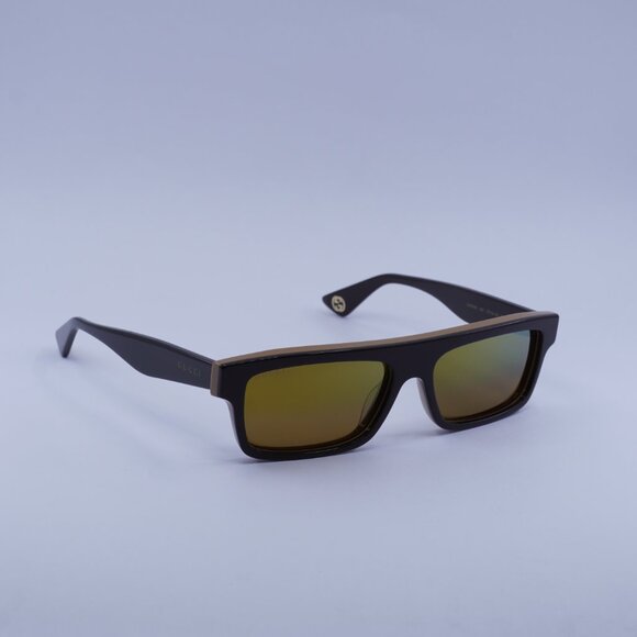 Gucci GG1616S 002 Sunglasses Bilayer Brown Rectangle Frame, Gold Lenses - Picture 8 of 10